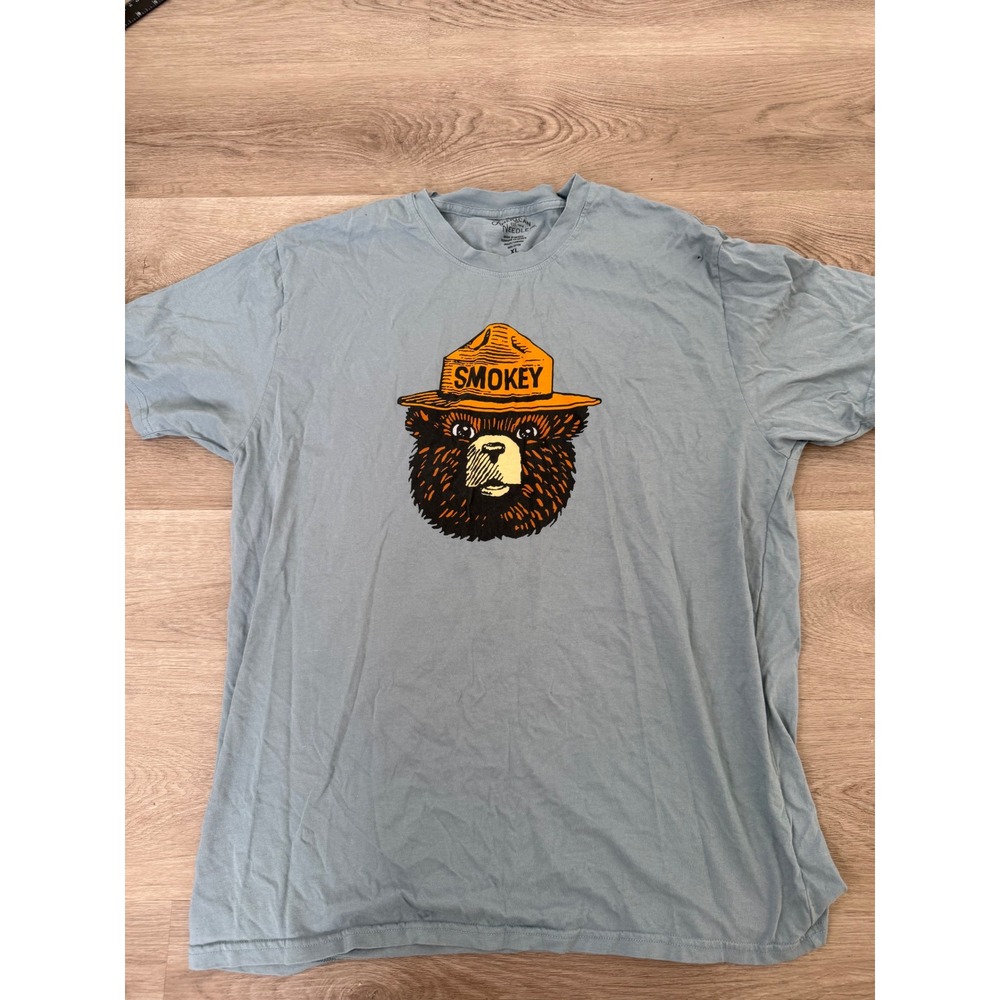 American Needle Smokey Bear Graphic T-Shirt Mens XL Light Blue Cotton Tee